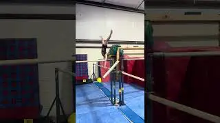 Avery&rsquo;s first cast to handstand on bar!