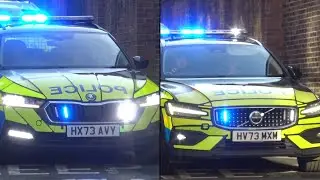 (Double Black-Base) Volvo V60 & Skoda Octavia Response Out of Newport Police Station