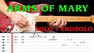 ARMS OF MARY - guitar solo + endsolo lesson with tabs (fast&slow) - Sutherland Brothers and Quiver