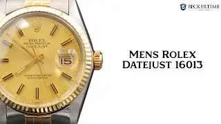 Rolex Datejust 16013 Mens Stainless Steel 18K Gold Watch Champagne Dial