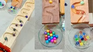 Relaxing ASMR | Colorful Marbles on Wooden Run#asmr #colorfulmarbles #marblerun 