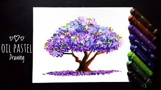 Jacaranda Trees using Stippling Technique with Oil Pastel (Part-2)| Step by Step for beginners