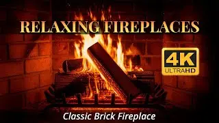Crackling Brick Fireplace in 4K | Relaxing Close-Up Fire Ambience