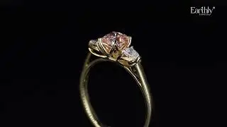 Pink Cushion Diamond With Side Pear Ring | Earthly Lab Grown Diamond Jewellery | INDIA