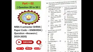MBA 4TH Semester SHRM Question Paper Solution 2019-2020, Paper Code -KMBHR04, Sample Paper of SHRM20