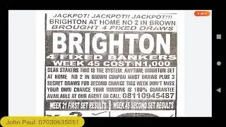 Brighton At Home on Brown Coupon Niger Key: UK Football Pools Season