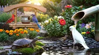 🔴4K Winter Zen Garden Ambience with Birds & Snow &ndash; Cozy Christmas Relaxation, Cat TV