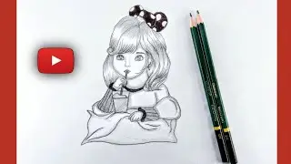 Cute girl drinking juice| Pencil sketch| Legend drawing art.