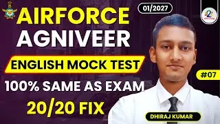Airforce Agniveer English Mock Test 7 For 01/2027 Batch | Airforce Group X Y English Practice Set