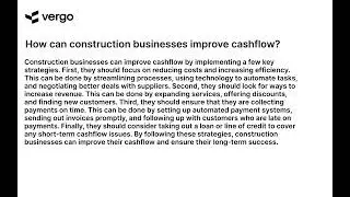 Improving Cashflow for Construction Businesses