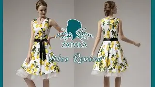 Vintage Yellow Lemon Print A Line V-Neck Bowknot Swing Prom Homecoming Dress | ZAPAKA