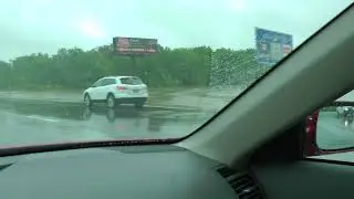 Meramec River just about to flood I-55 southbound bridge May 3, 2017 in Arnold, Missouri