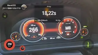 BMW 535d F10 top speed V-MAX run 8.  gear Dragy GPS