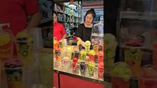 Fresh Fruit Cups at a Korean Market 🍉🍇🥝 | Colorful & Healthy Street Food #juice #shorts #foryou