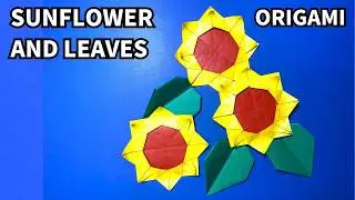 How to make an easy origami sunflower and leaves 2