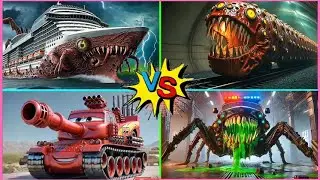 Train Eater🆚Infected Sea🆚Police Car Monster🆚McQueen Tank - Tiles Hop EDM Rush 🎶