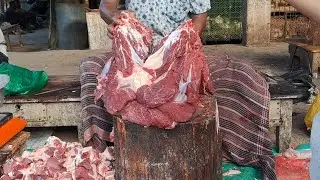 Black ox neek meat 🍖 cutting process knife a skill butcher ll super 🍖 👌 ll