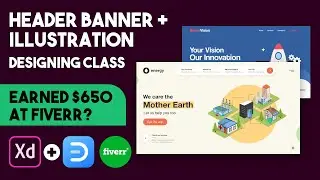 Website header banner design and illustrations in adobe xd and EdrawMax | UIUX design part 40