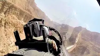 F-15 Maneuvers Through Canyons - Spectacular Cockpit View