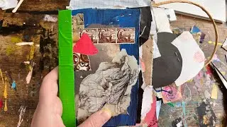 Art journal, trash journal flip through, artist journal, mixed media, recycled art, handmade book