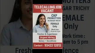 Urgent Hiring! Female Telecaller Job in Trichy | KK Nagar | Apply Now