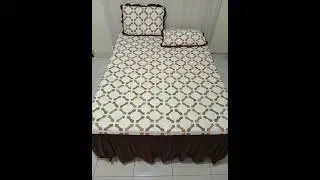 Colcha de babado com fronha para cama de casal e Queen. Cama posta.