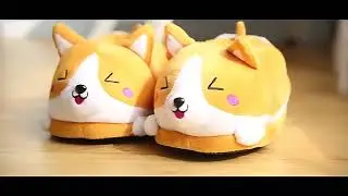 Brand Corgi Dog Slippers Cartoon Cute Warm Plush Corgi Slippers Home Slip Cotton Pad Shoes