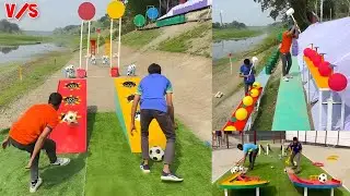 Football v/s Balloon bursting Competition 🔥 || Who Will Win 🤔 | Amazing Challenge 👍/ Sahil Challenge