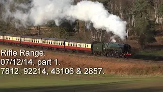 Old videos from 2014. 7812, 92214, 43106, 2857. Santa trains. Near Rifle Range. 07/12/14 part 1.