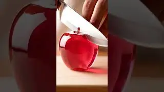 ASMR: Slicing pale translucent Jelly Glass bartlett pear