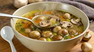 Ein Koch hat mir gezeigt, wie man eine k&ouml;stliche cremige Suppe mit Brokkoli und Pilze zubereitet!