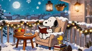 Snoopy&rsquo;s Quiet Winter Evening 🌙 Snow Falling, Cozy Chair & Warm Fairy Lights ❄️ Chill Lofi Beats 🎧
