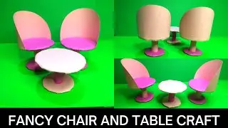 EASY CARDBOARD AND PAPER CRAFTS || DIY ROUND TABLE AND CHAIR || FANCY TABLE AND CHAIR MAKING