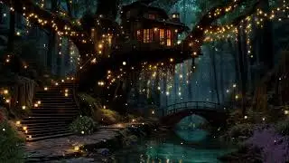 🌲✨ Enchanted Forest Treehouse Night | Instant Sleep 😴 Magical Ambience for Calm Mind (No Ads)