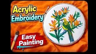 Acrylic Embroidery Bird Painting Tutorial #shorts
