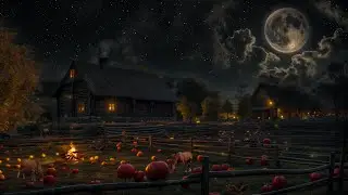 Halloween Farm Ambience 🎃 | Relaxing Farm Night ASMR