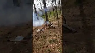 1 cannon shooting a 1 pound lead ball on 700 grains of cannon bp.