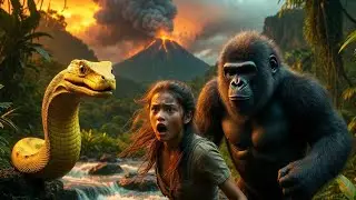 Alone girl Never Seen purple giant anaconda vs yellow anaconda #snake video # adventure story#