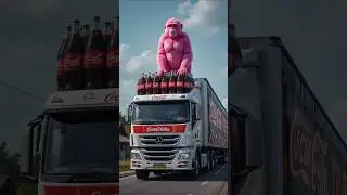 Pink Monkey 🐒 brings a truckload of Coca-Cola bottles 🍼 | Monkey story #ai #monkey #animation #story