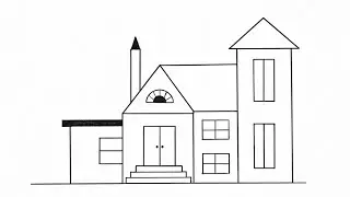 Wow! New house scenery drawing | beautiful House Scenery drawing tutorial | 
