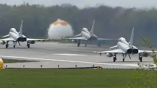 4 Eurofighter donnern in den Himmel- Fliegerhorst Rostock- Laage
