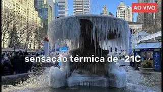 🔴 AO VIVO em Nova York a &ndash;21 &deg;C! ❄️🥶 Frio extremo pelas ruas da cidade