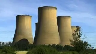 Five cooling towers demolished at High Marnham power station, Nottinghamshire