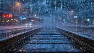 Fall Asleep Instantly with Gentle Rain on Train Tracks | Night Rain Sounds