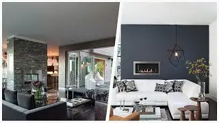 75 Dark Wood Floor Living Space With A Metal Fireplace Design Ideas You'll Love 🔴