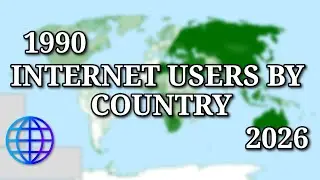Share of internet users by country, 1990 - 2026.