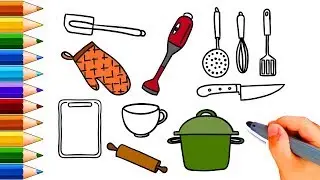 Coloring Pages Kitchen Utensils - Kitchen Tools - Active Kids TV