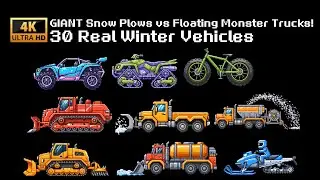 GIANT Snow Plows vs Floating Monster Trucks! 😲 30 Real Winter Vehicles - 8 Bit Journey