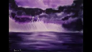 How to paint lightnings in Watercolor Easy tutorial for beginners | Шторм с молниями акварелью