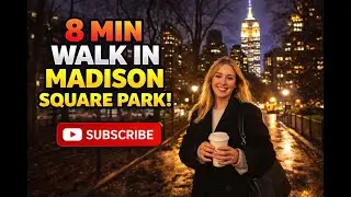 Madison Square Park Night Walk 🌧️ NYC After the Rain (8 Min)